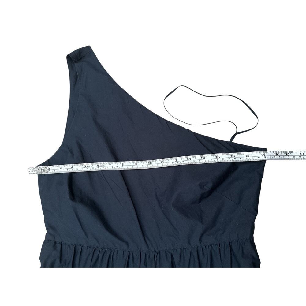 GAP One Shoulder Tiered Eyelet Midi Dress Navy Blue Size L - Picture 10 of 13